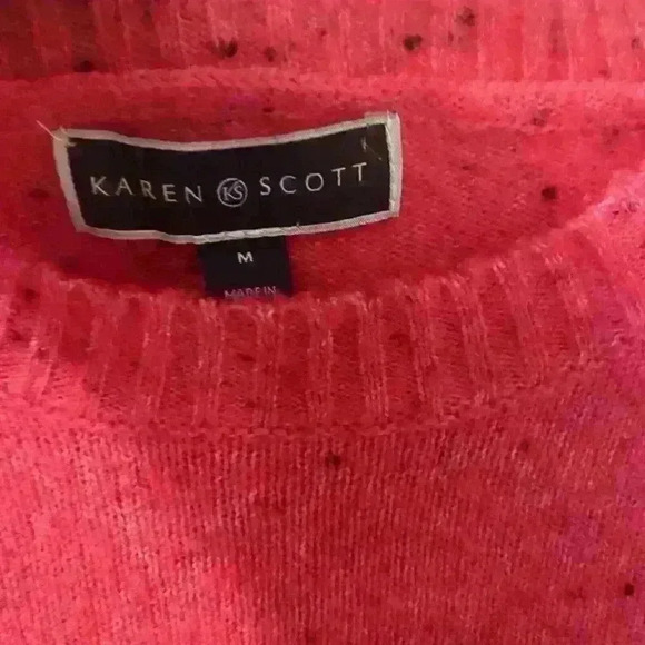 Karen Scott Embellished Sequins Penguin Sweater Pink Size Medium - Picture 4 of 4